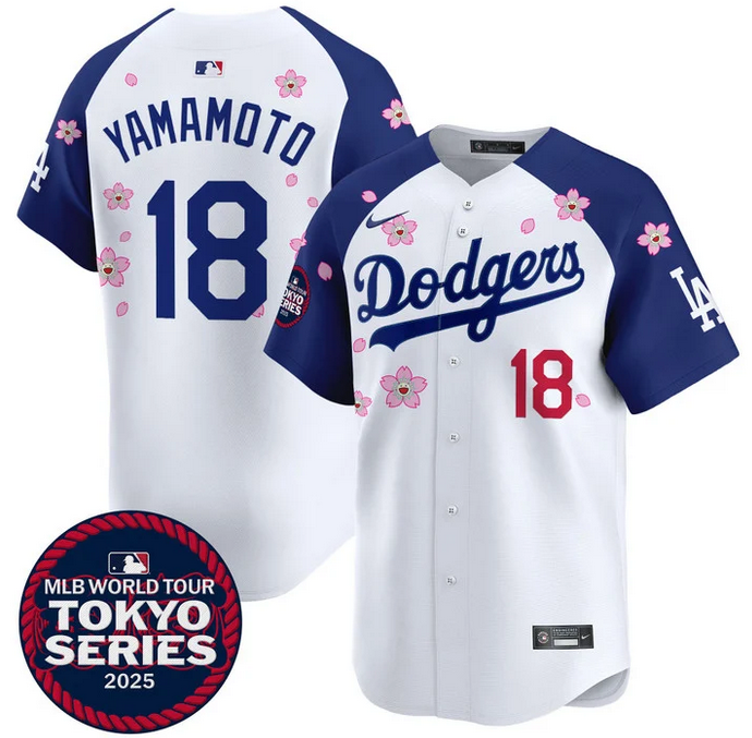 Men Los Angeles Dodgers #18 Yamamoto Tokyo Series 2025 white Limited Stitched Jersey style 2->los angeles dodgers->MLB Jersey